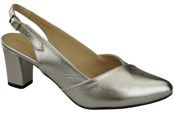 Dámská obuv Stříbrné sandály na podpatku Přírodní kůže 217 ElitaBut