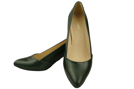 Dámské Lodičky Smaragdově zelená Pravá Kůže Špičatá Špička Podpatek ElitaBut 221