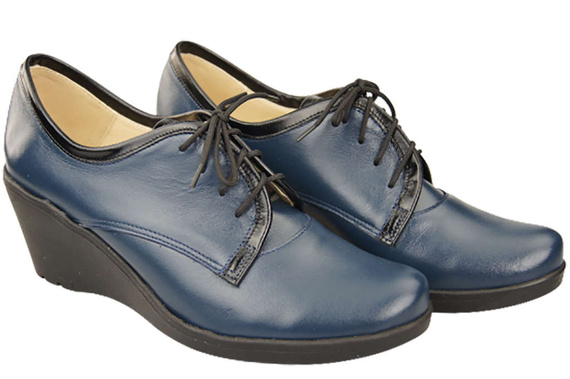 Obuv Dámské vysoké podpatky z přírodní kůže Námořnická modř 181 ElitaBut