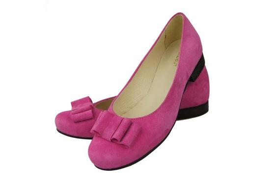 Dámské baleríny Fuchsia přírodní kůže Semiš 126 ElitaBut