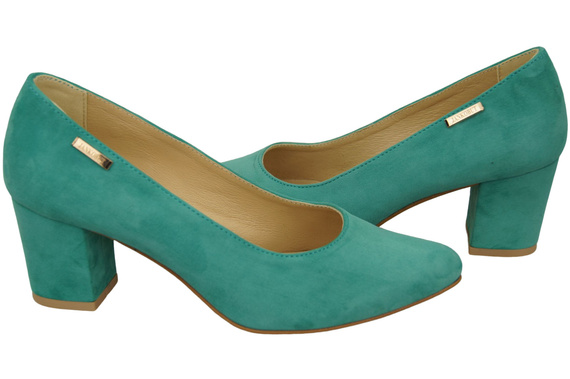 Dámská obuv Tyrkysové lodičky z přírodní kůže a semiše 106 ElitaBut