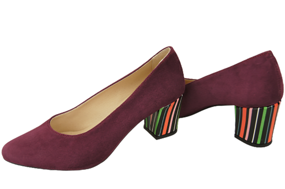 Dámská obuv Maroon Natural Suede Leather Decorative Heel 158 With ElitaBut