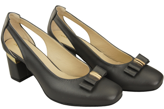 Boty Dámské lodičky Graphite přírodní kůže s ozdobným podpatkem 199 ElitaBut