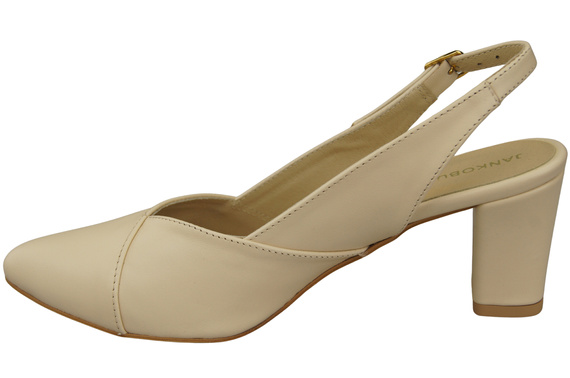 Dámské sandály na podpatku Béžová přírodní kůže 217 ElitaBut