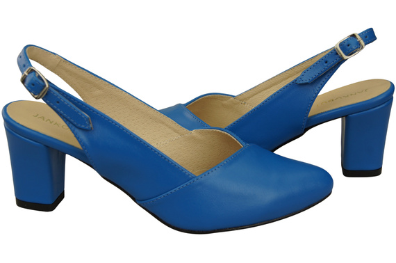 Dámská obuv Modré sandály na podpatku Přírodní kůže 217 ElitaBut