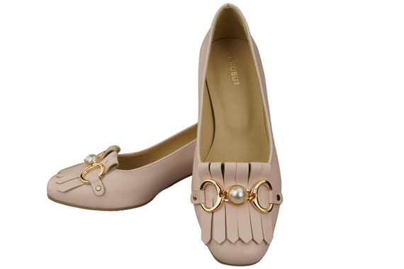 Dámská obuv Tassel Embellished pumps Powder pink Přírodní kůže 195 ElitaBut