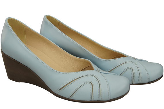 Boty na kotníku Světle modré dámské lodičky z přírodní kůže 828 ElitaBut