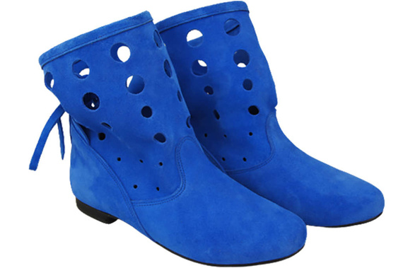 Obuv Dámské kozačky z přírodní kůže velur Modrá 160 ElitaBut