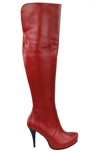 Dámské boty Červená platforma Stiletto heel Nad kolena přírodní kůže 692 ElitaBut