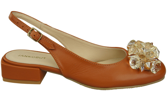 Dámská obuv Červené sandály s krystaly Přírodní kůže 215 ElitaBut