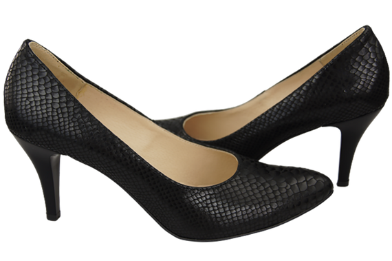 Dámská obuv Černé lodičky s motivem hadů Přírodní kůže 150 ElitaBut