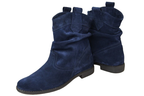 Obuv Dámské tmavě modré šerpy Jaro / Podzim přírodní velurová kůže 117 L ElitaBut