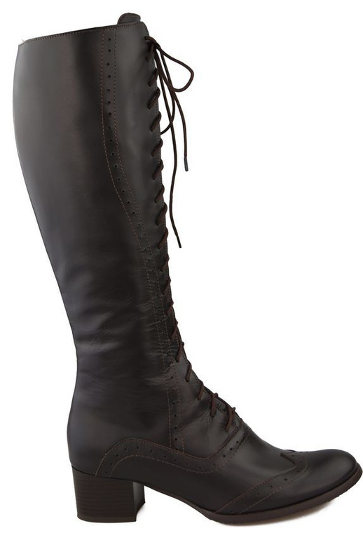 Dámské kozačky Chocolate lace-up z přírodní kůže 595 ElitaBut