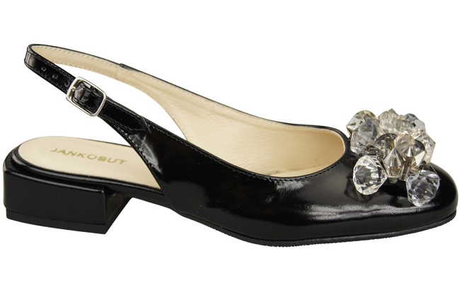 Dámská obuv Černé lesklé sandály s krystaly Přírodní kůže 215 ElitaBut