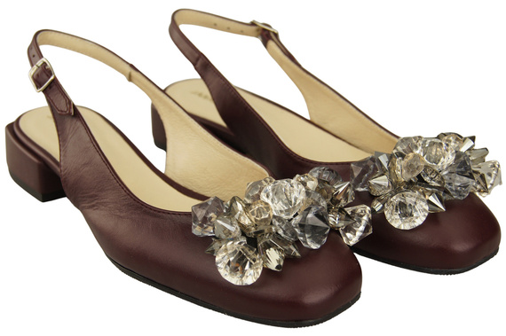 Dámská obuv Maroon Sandály s krystaly Přírodní kůže 215 ElitaBut