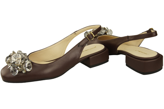 Dámská obuv Čokoládové sandály s krystaly Přírodní kůže 215 ElitaBut