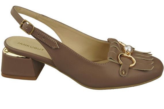 Dámská obuv Sandály Cappuccino Dark Decorated with Fringe Natural Leather 208 ElitaBut