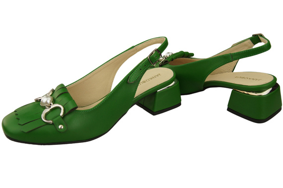 Dámská obuv Zelené sandály zdobené třásněmi Přírodní kůže 208 ElitaBut