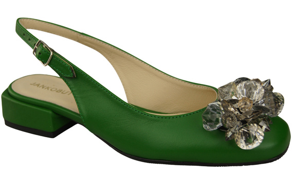 Dámská obuv Zelené sandály s krystaly Přírodní kůže 215 ElitaBut