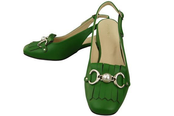 Dámská obuv Zelené sandály zdobené třásněmi Přírodní kůže 208 ElitaBut