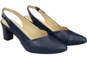Dámské sandály na podpatku Navy Blue Natural Leather 217 ElitaBut