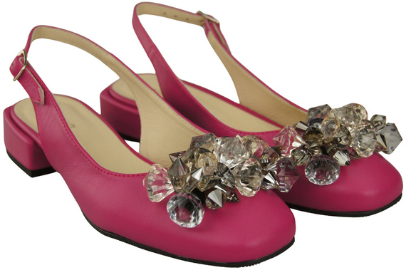 Dámská obuv Fialové sandály s krystaly Přírodní kůže 215 ElitaBut