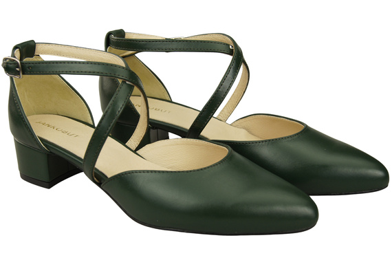 Dámské Sandály Kožené Smaragdově zelená s Pásky na Nízkém Podpatku 223 ElitaBut