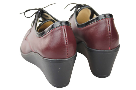 Obuv Dámské polobotky na vysokém podpatku z přírodní kůže Maroon 181 ElitaBut