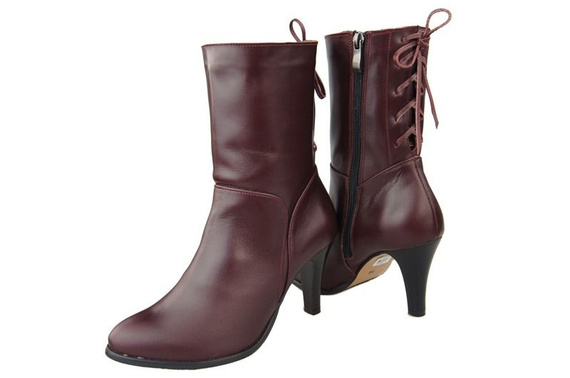 Obuv Zimní dámské boty z přírodní kůže Maroon 978 Z ElitaBut
