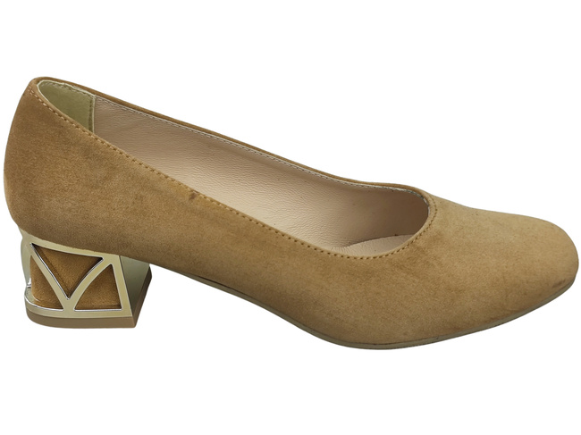 Pohodlné dámské boty Zrzavý lodičky s ozdobným podpatkem Přírodní semišová kůže 219 Od ElitaBut