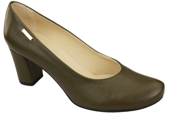 Dámské boty Classic Olive Natural Leather Almond Nose pumps 201 ElitaBut
