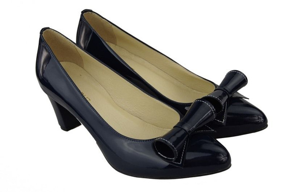 Dámská obuv Dámské kožené lodičky Navy blue Lacquer 975 ElitaBut