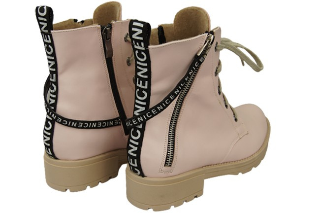 Obuv Boty Boty Powder Pink Dámské s nápisem NICE Přírodní kůže 173 Od ElitaBut