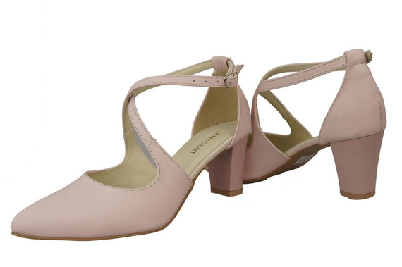 Dámská obuv Sandály s nízkým podpatkem Růžová pudrová přírodní kůže 102 ElitaBut