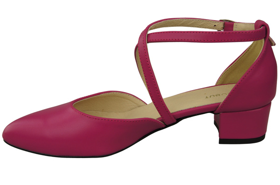 Dámské Sandály Kožené Purpurový s Pásky na Nízkém Podpatku 223 ElitaBut