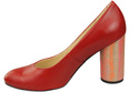 Dámská obuv Dámské lodičky Červená přírodní kůže Ozdobný podpatek 194 ElitaBut