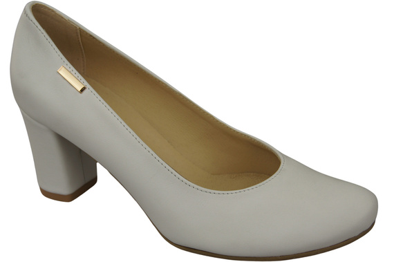 Dámské boty Classic White Natural Leather Almond Nose pumps 201 ElitaBut