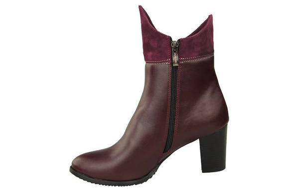 Obuv Dámské zimní boty z přírodní kůže Maroon 137 ElitaBut