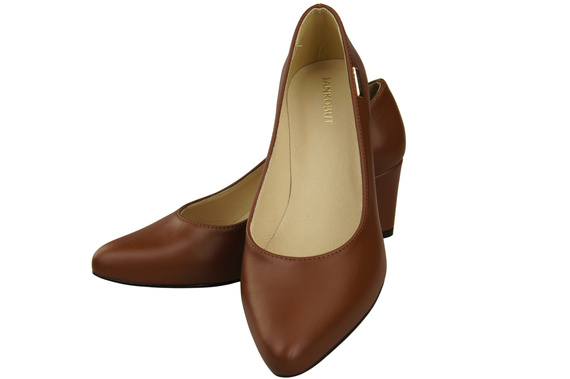 Klasické hladké boty Dámské hnědé lodičky z přírodní kůže 213 ElitaBut