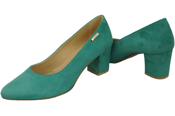 Dámská obuv Tyrkysové lodičky z přírodní kůže a semiše 106 ElitaBut