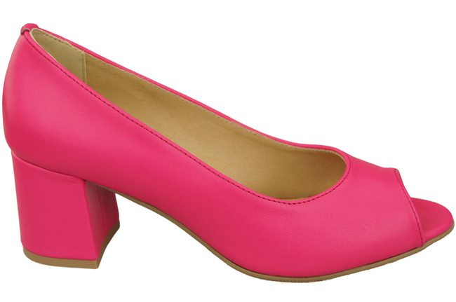 Dámská obuv PEEP TOE Neon Pink Přírodní kůže s potaženým podpatkem 192 ElitaBut