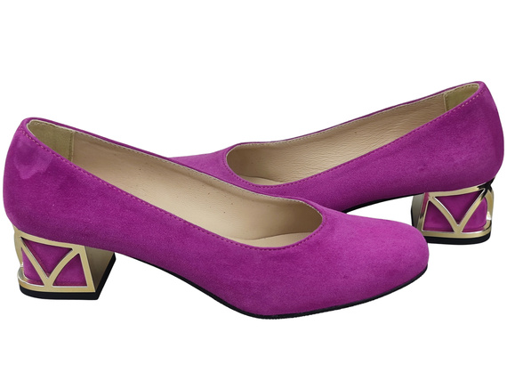 Pohodlné dámské boty Cyclamen lodičky s ozdobným podpatkem Přírodní semišová kůže 219 Od ElitaBut