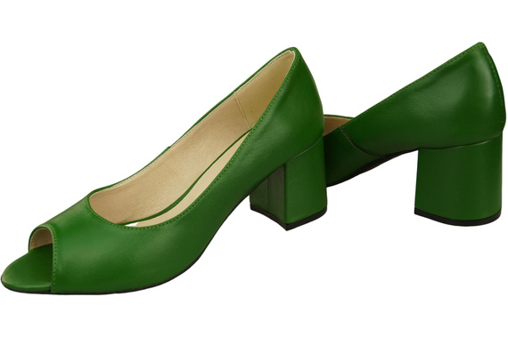Dámská obuv PEEP TOE Green Lodičky z přírodní kůže s potaženým podpatkem 192 ElitaBut