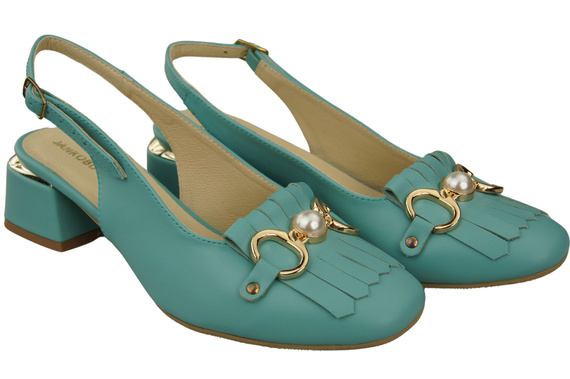 Dámská obuv Tyrkysové sandály zdobené třásněmi Přírodní kůže 208 ElitaBut