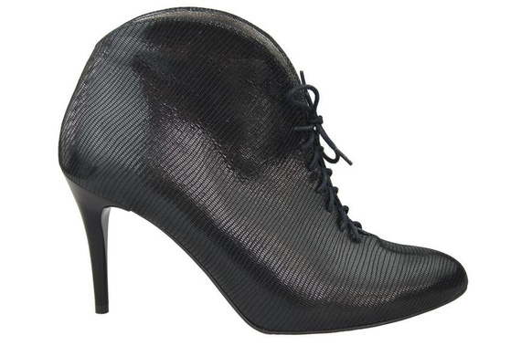 Obuv Dámské kozačky černé reliéfní jaro / podzim přírodní kůže 955 ElitaBut