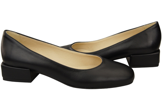 Pohodlná dámská obuv Černé byty Přírodní kůže 204 ElitaBut