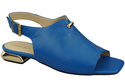 Pohodlná dámská obuv Sandály modré Plochý zlatý podpatek Přírodní kůže 207 ElitaBut