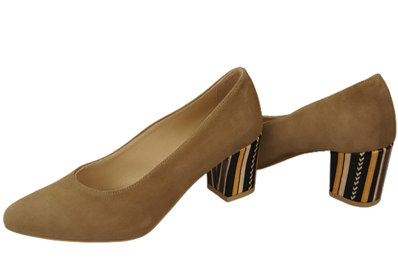 Dámská obuv Olive Natural Leather Suede Decorative Heel 158 With ElitaBut