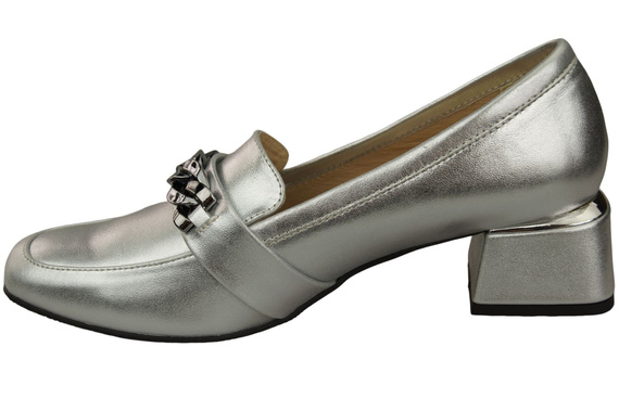 Dámské boty Silver with Embellished Chain Moccasin pumps Přírodní kůže 193 ElitaBut