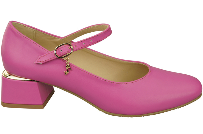 Dámské lodičky s páskem Fuchsiová přírodní kůže 202 ElitaBut